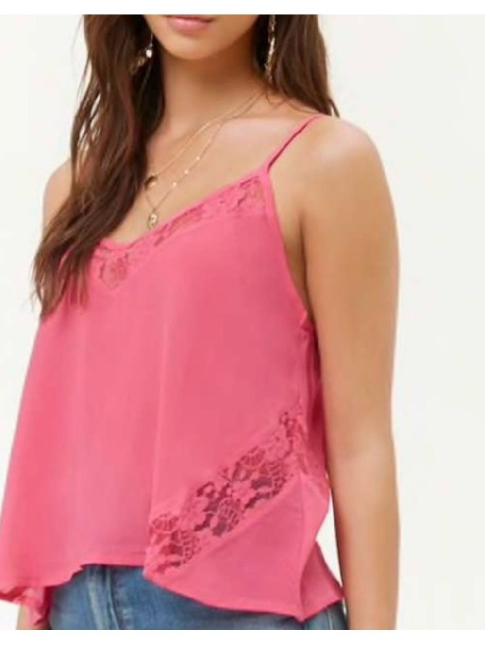H&M Hot Pink Lace-Trim Camisole